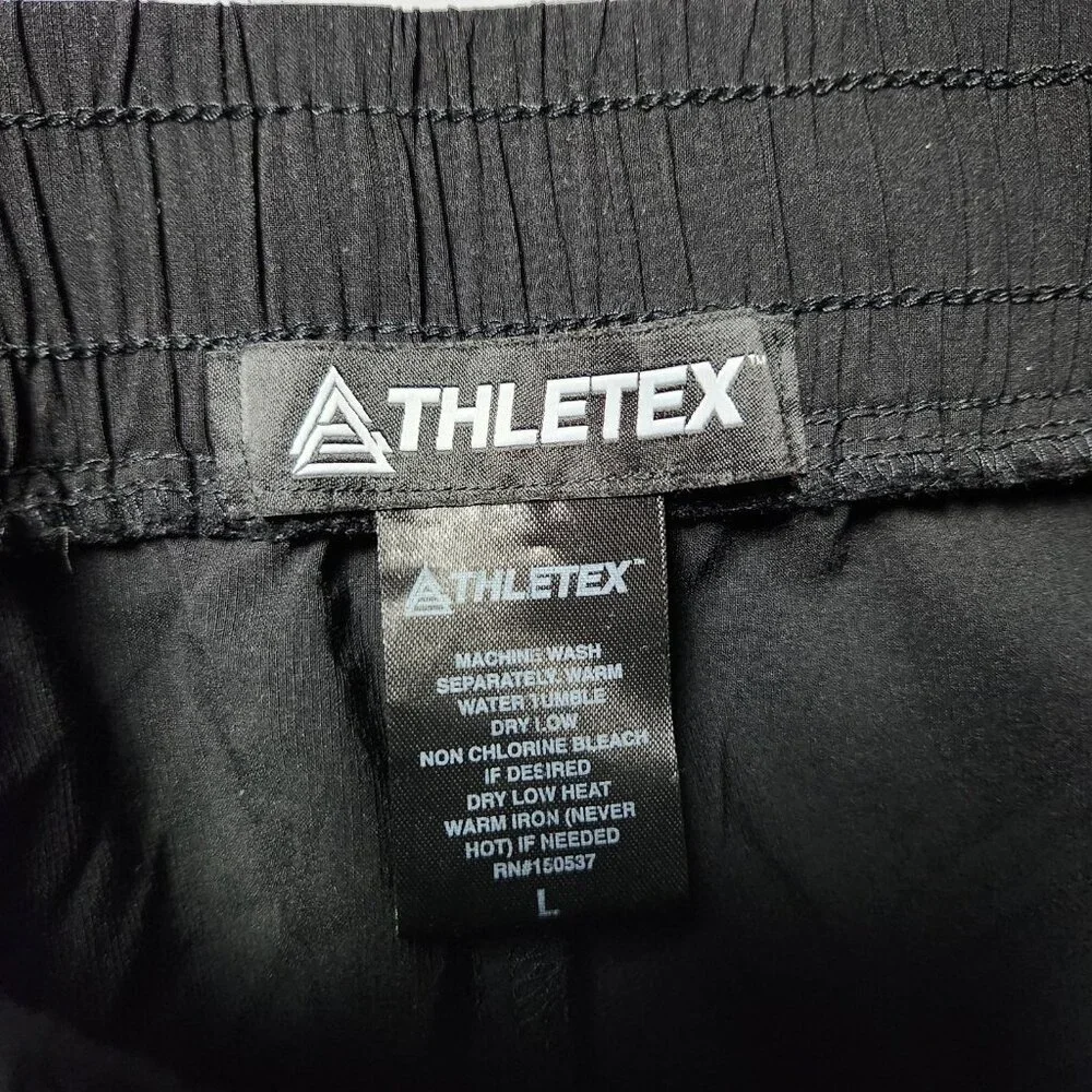 Athletex Jogger Pants Mens Large‎ Black Tapered Drawstring Water Resistant Nylon